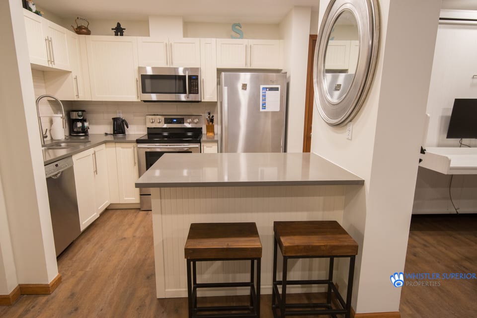 Kitchen bar with seating for two