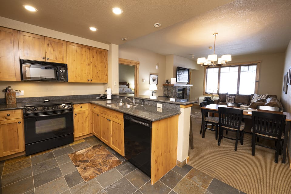 Open kitchen into living room.
