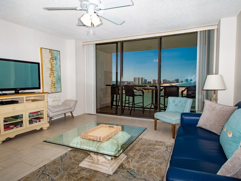 Watch TV or watch the dolphins peek out of the water from the comfort of your living room