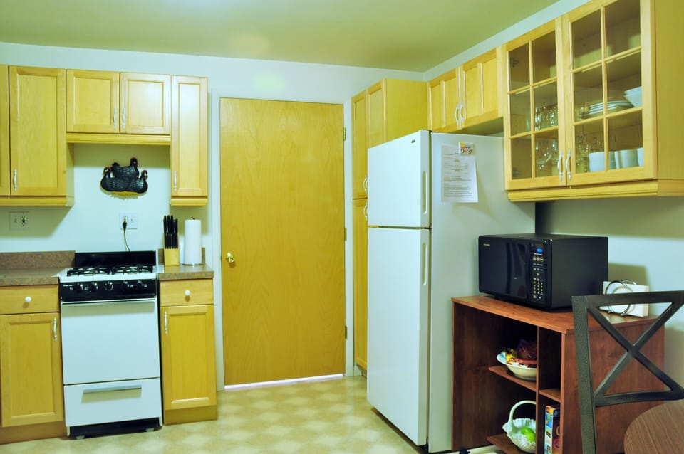 Kitchen is stocked with breakfast basics for you to prepare on your own