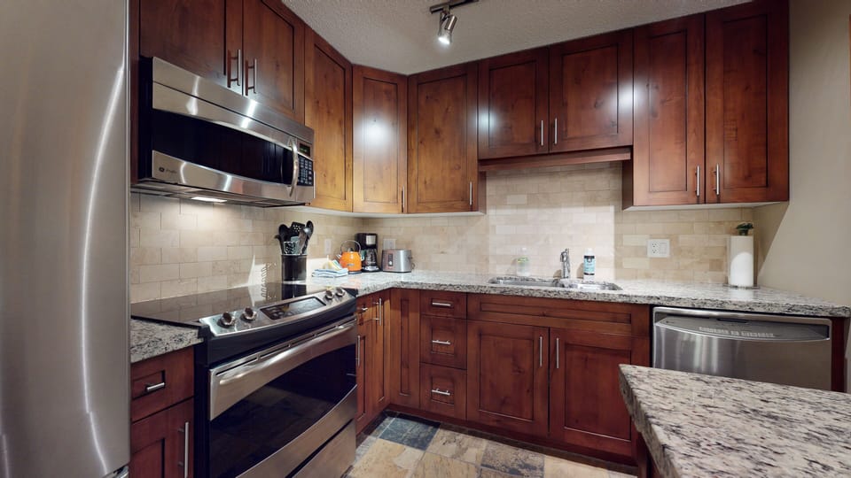 Kitchen and island