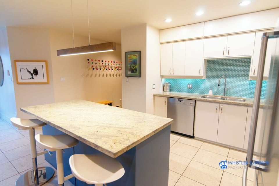Modern kitchen with granite countertops