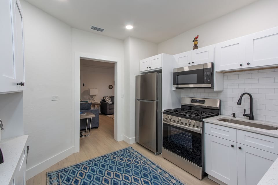 Updated kitchen with everything you need for your stay.
