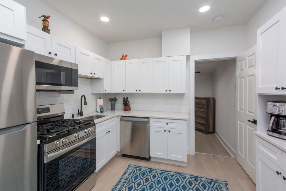 Updated kitchen with everything you need for your stay.