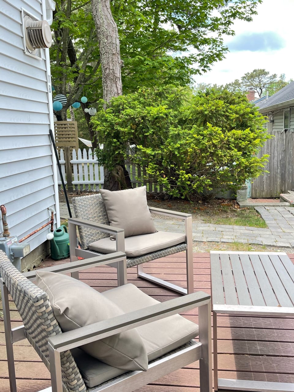 Trex Deck with open air outdoor shower (no enclosure).