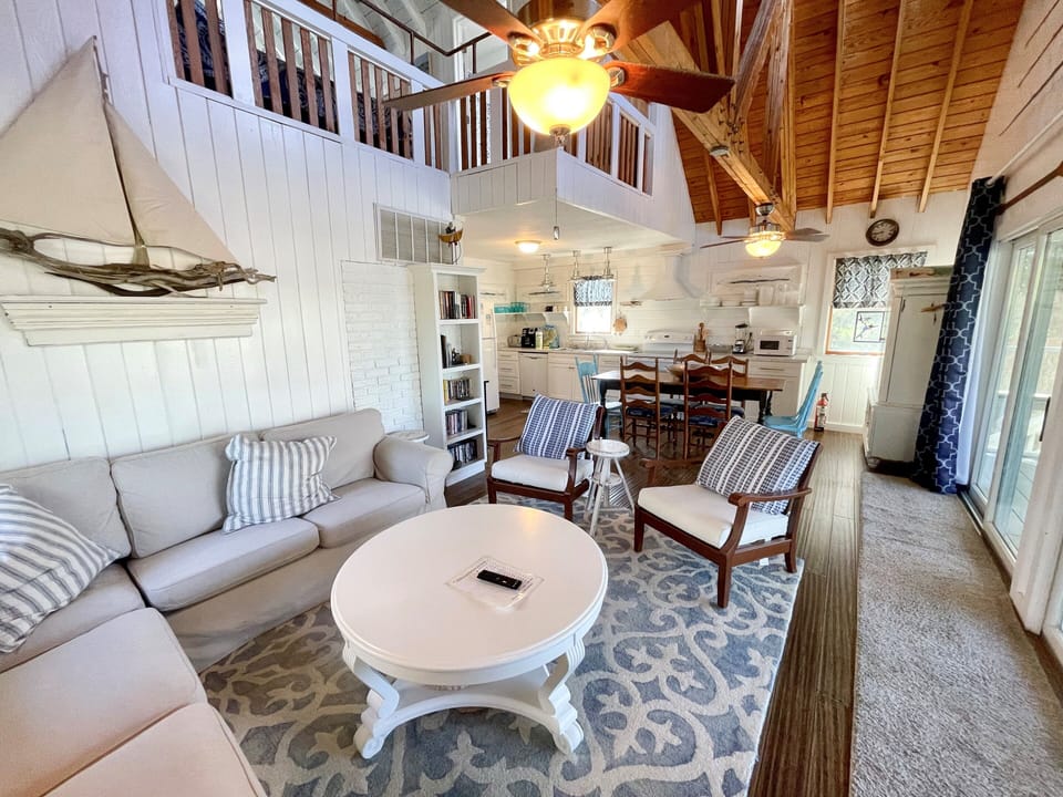 Living Area with TVDVD, First Floor with Screened Porch Access