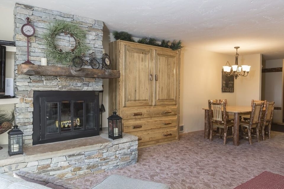 Fireplace uses duraflame logs.