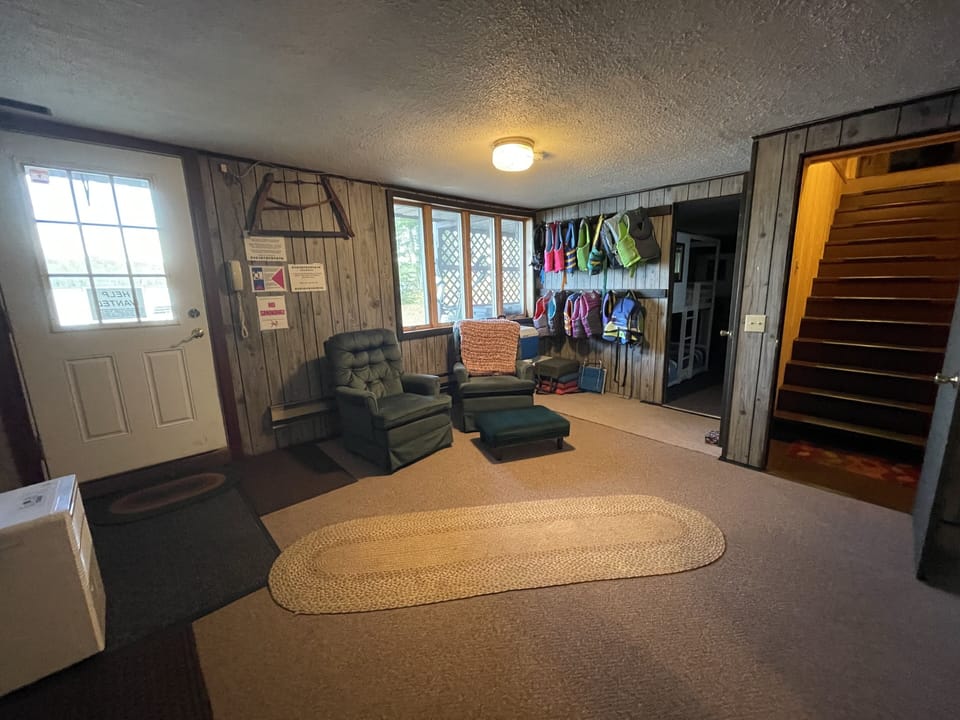 Downstairs area for getting ready for outdoor fun