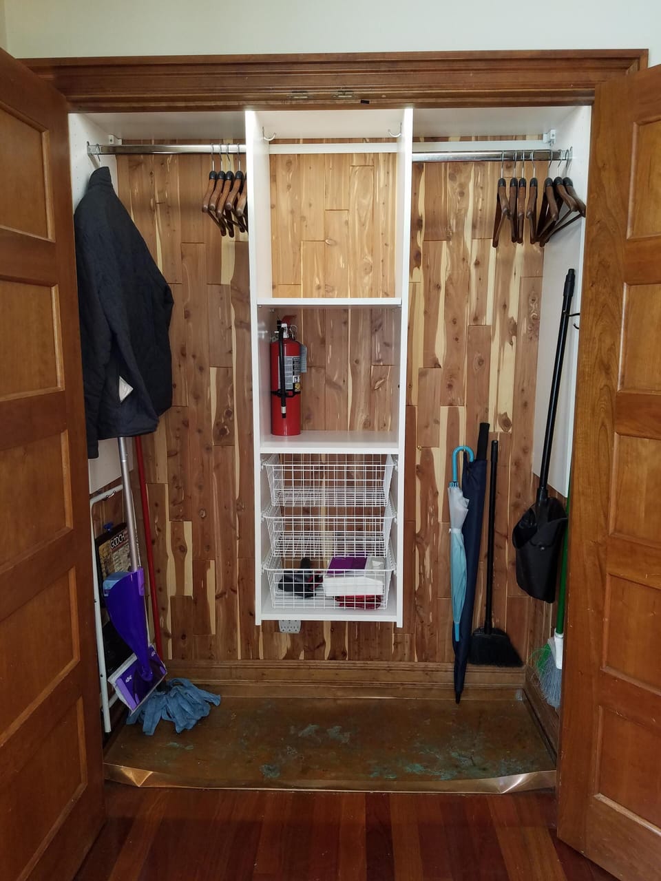Entry closet for boot and coat storage  and it is vented to dry wet clothes.