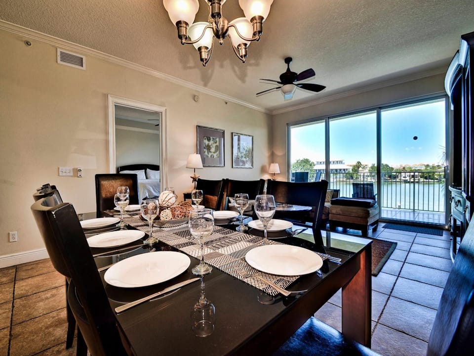 Enjoy a family meal at the dining table.