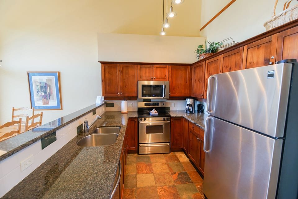 Kitchen with granite countertops