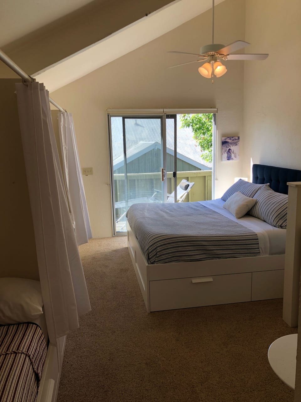Loft has King and a private terrace with lots of sun and views of the Ski hill. 