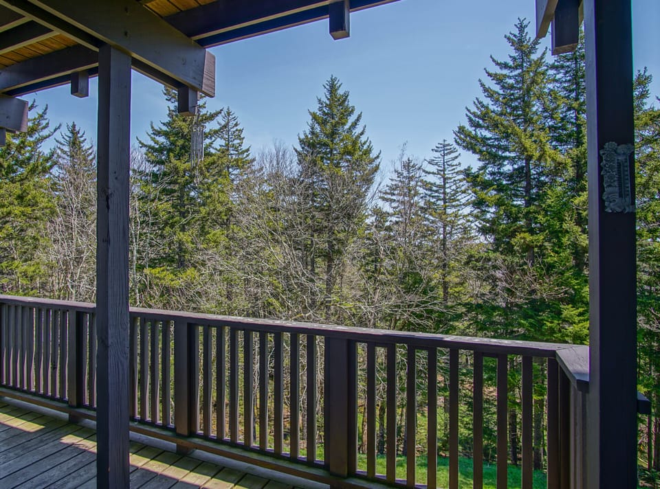 The balcony overlooks some trails!