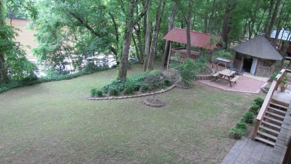 Gazebo and patio by the river.
