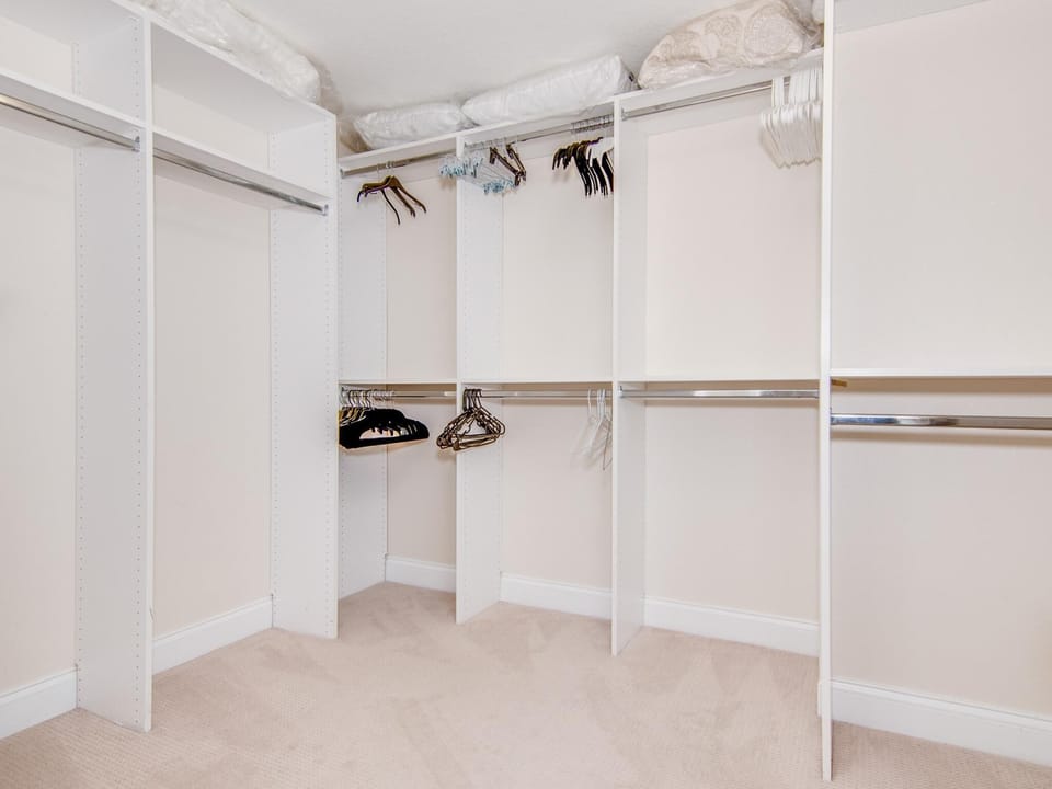 Plenty of space in the Master Bedroom walk in closet