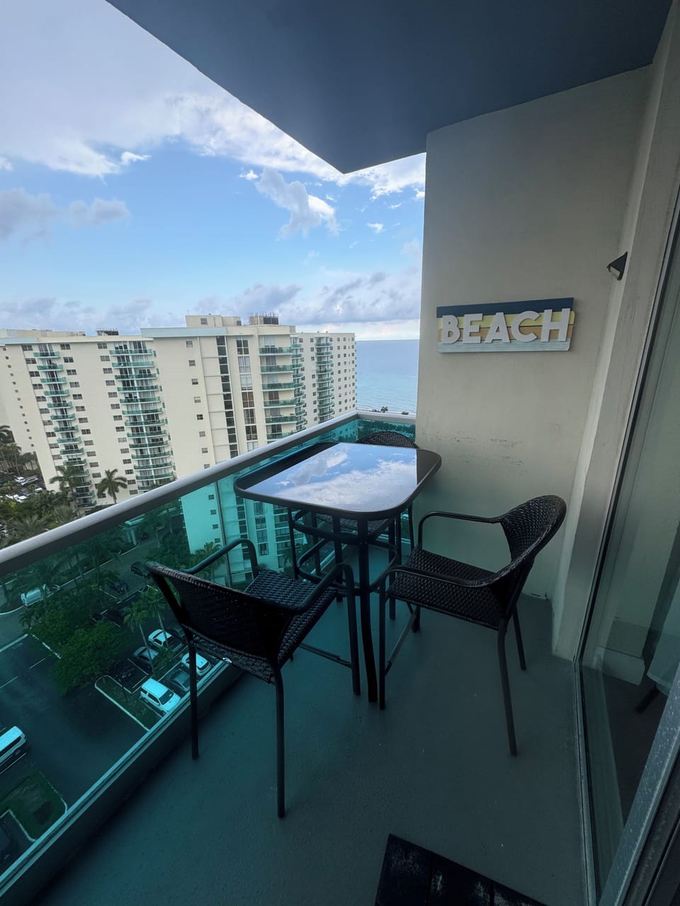 Enjoy ocean views in the balcony while enjoying a meal and a drink. 
