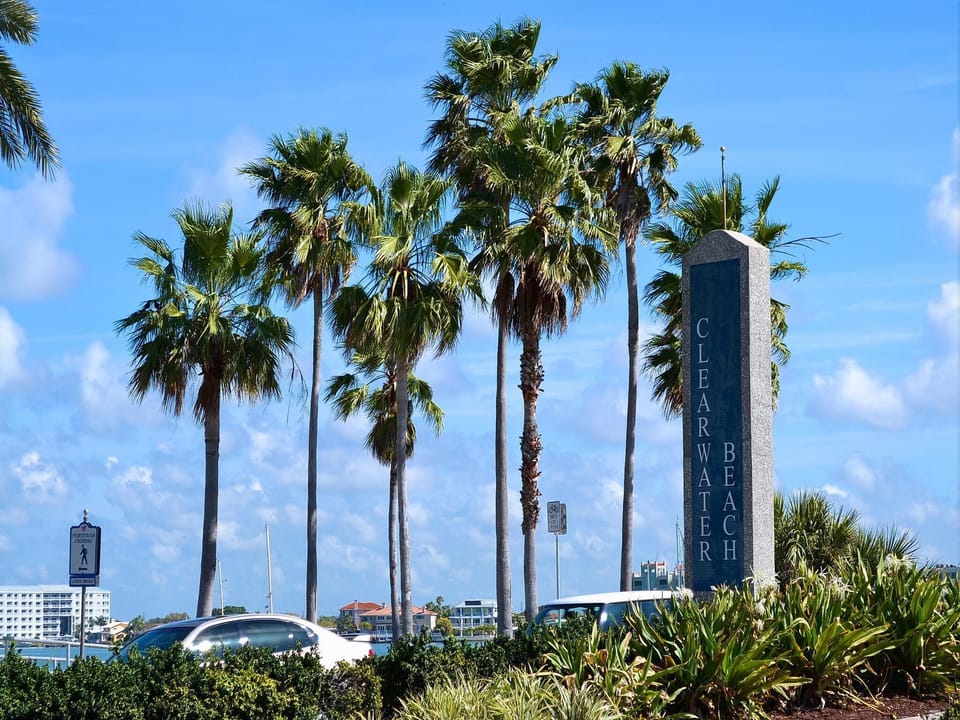Welcoming Clearwater Beach sign.