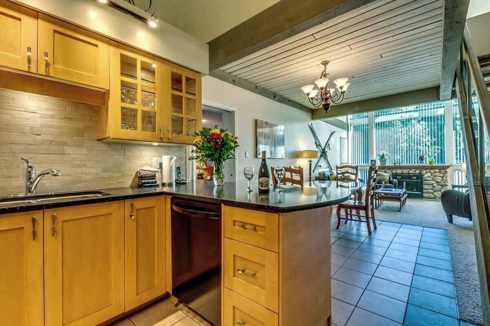 Kitchen with view to living area