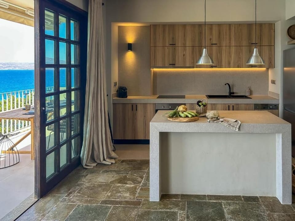 Kitchen island with sea views and natural light
