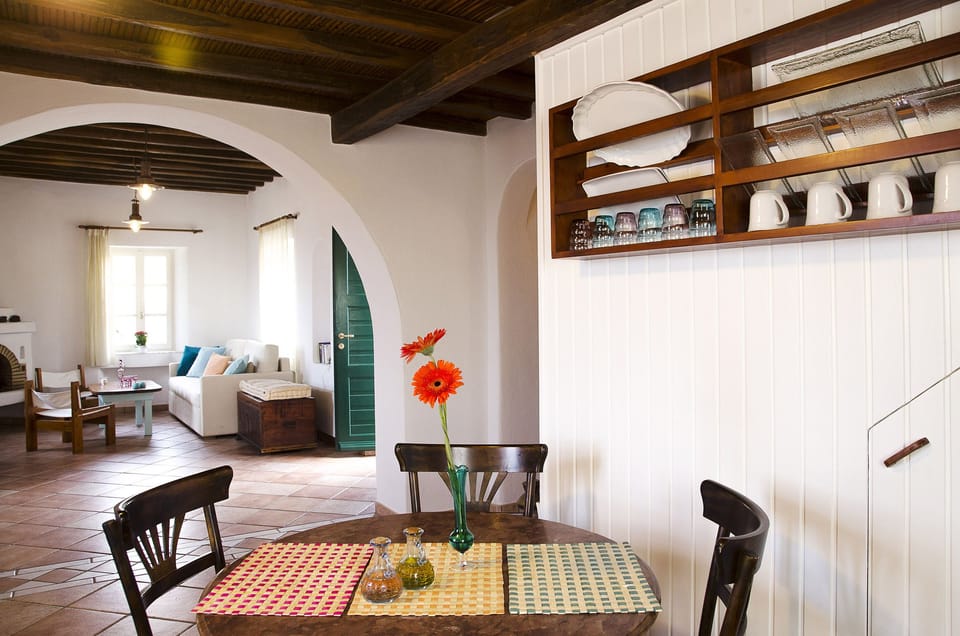 Dining area and living room.