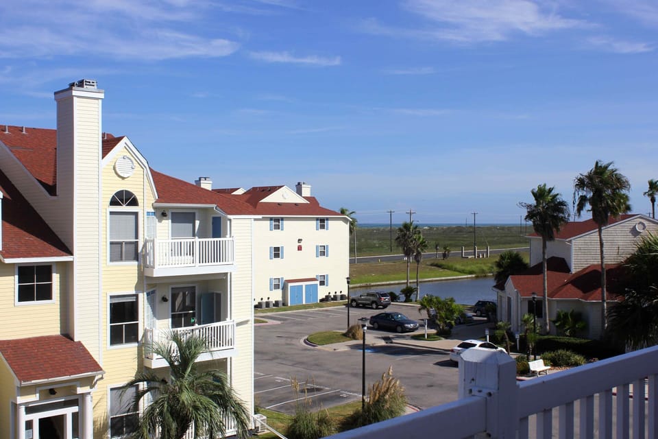View from balcony toward right.  Club house far right.