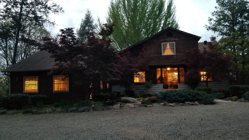 Cabin at dusk dark