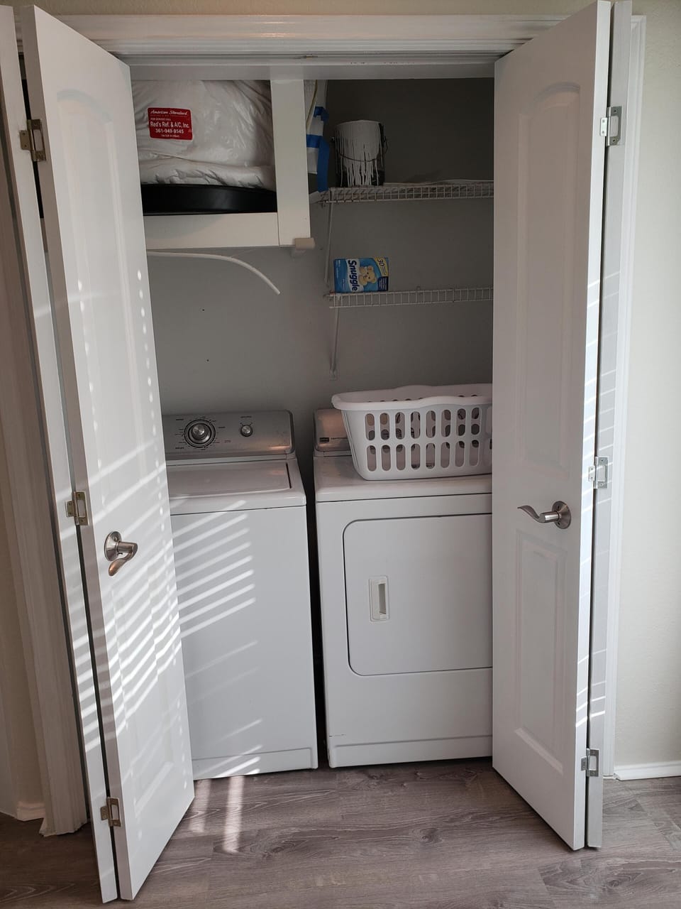 Washer and dryer.