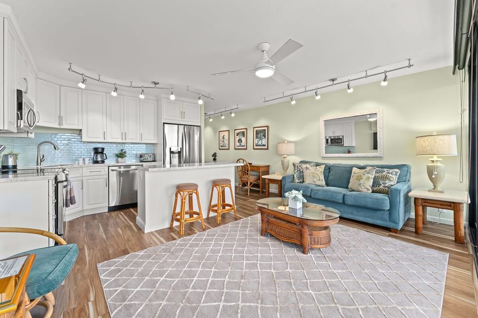 Multi-speed marine-grade ceiling fan.
