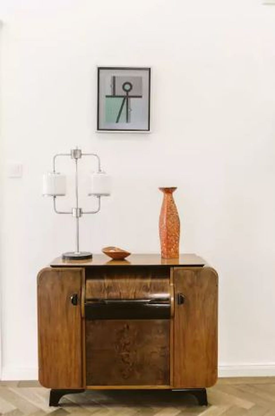 Mid century cabinet at the entrance