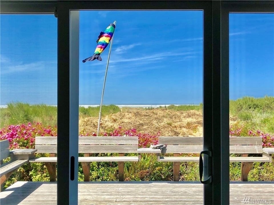 View from dining room sliding glass door. 