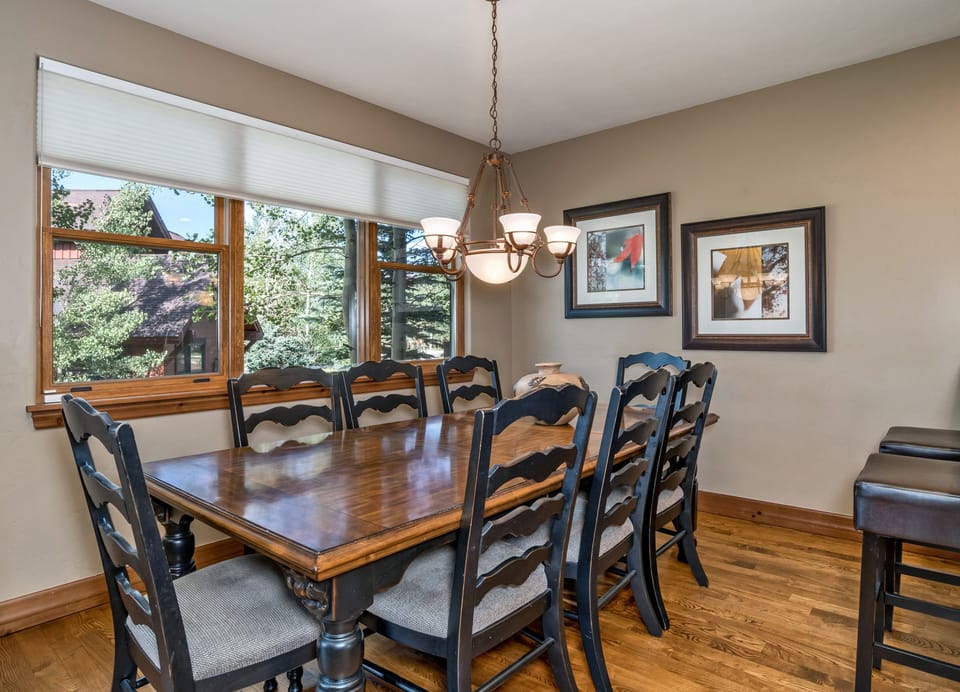 large dining table with seating for 8