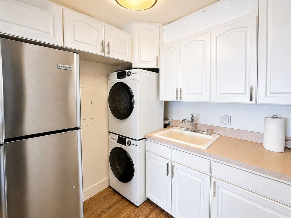 Enjoy the luxury of an in-unit washer and dryer alongside a full-size refrigerator, so you can pack light and live comfortably all week long.