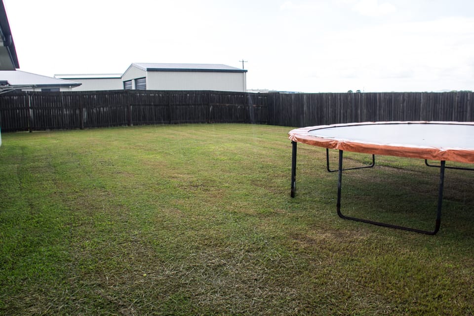 Backyard with a huge trampoline 3.6m round