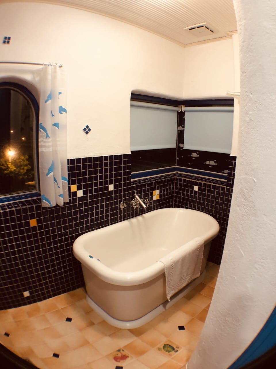 Separate tub and shower, deep soaking tub, rainfall showerhead