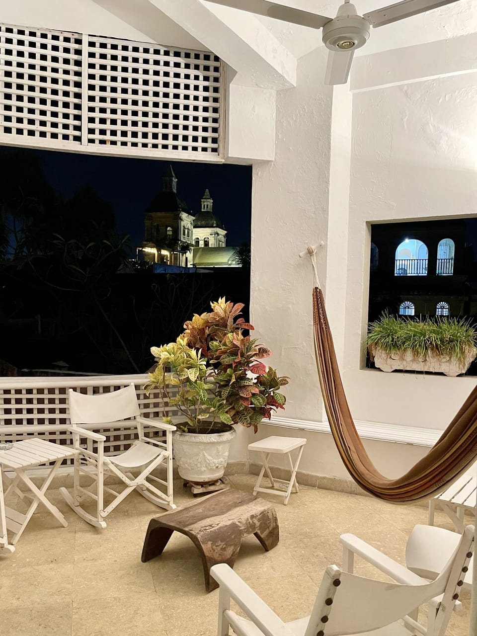 Private terrace in the apartment at night