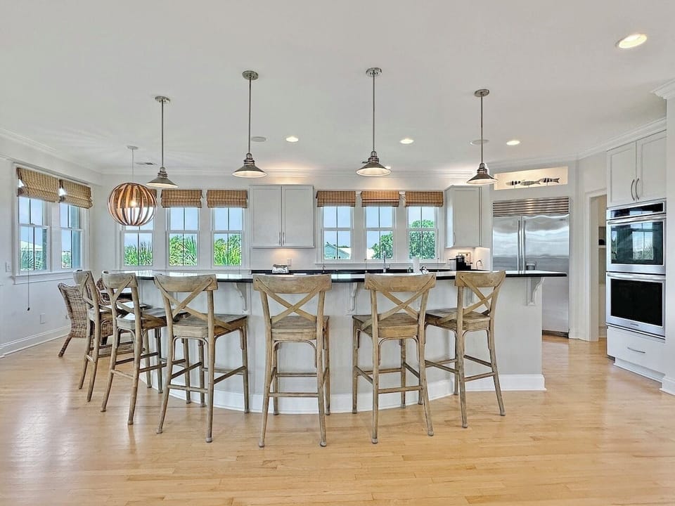 kitchen with SubZero refrigerator and Wolf cooktop (top/3rd floor)
