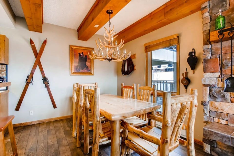 Share meals and laughs at the grand dining table.