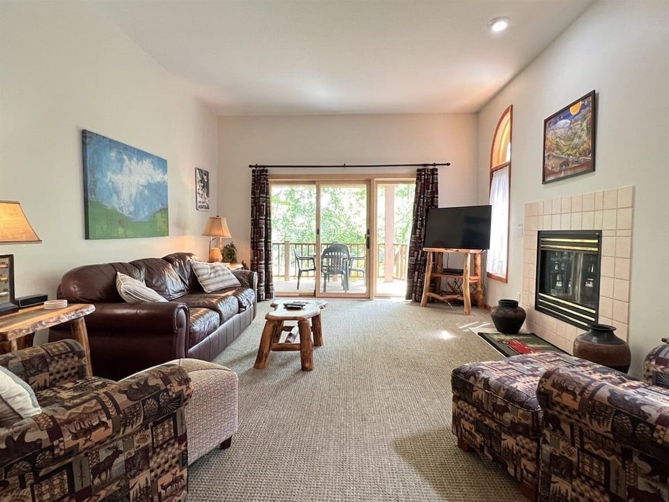 Cozy Living Room with a large deck in the back