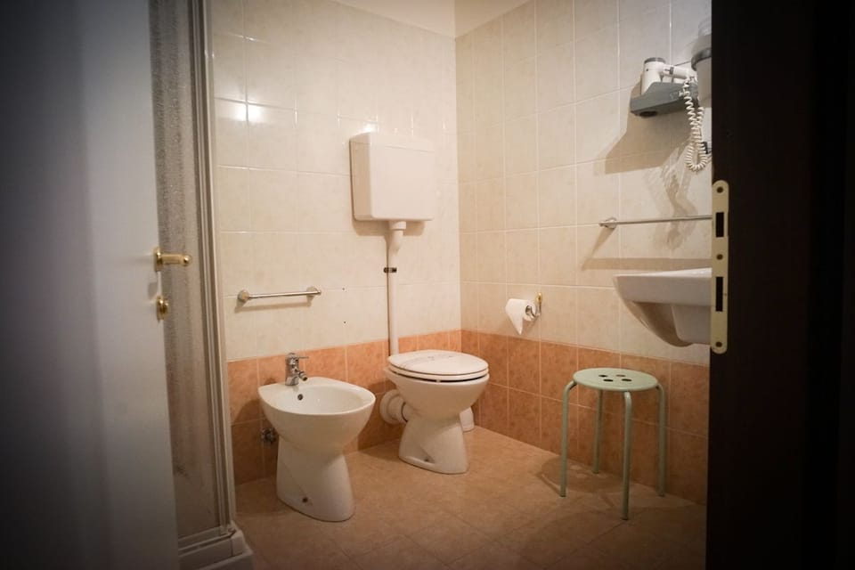 Shower, free toiletries, hair dryer, bidet