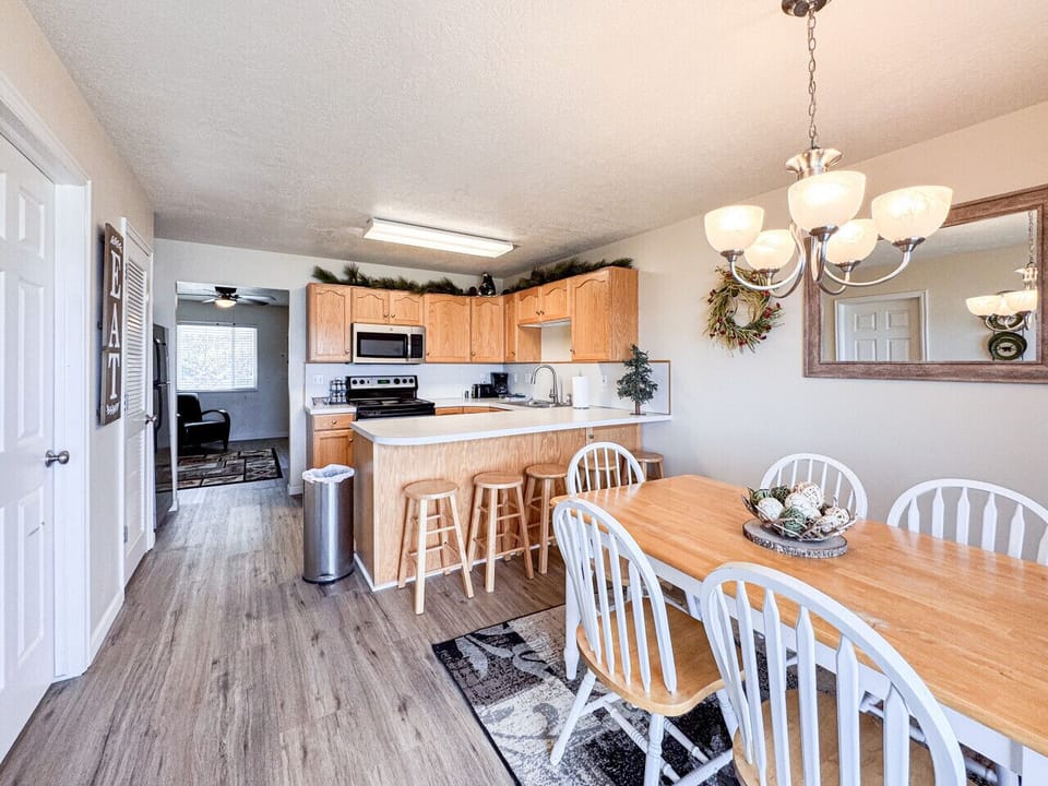 Open layout kitchen and dining space perfect for gathering