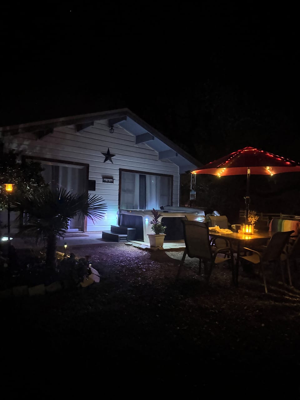 Private, six person hot tub on your back patio with Lake view