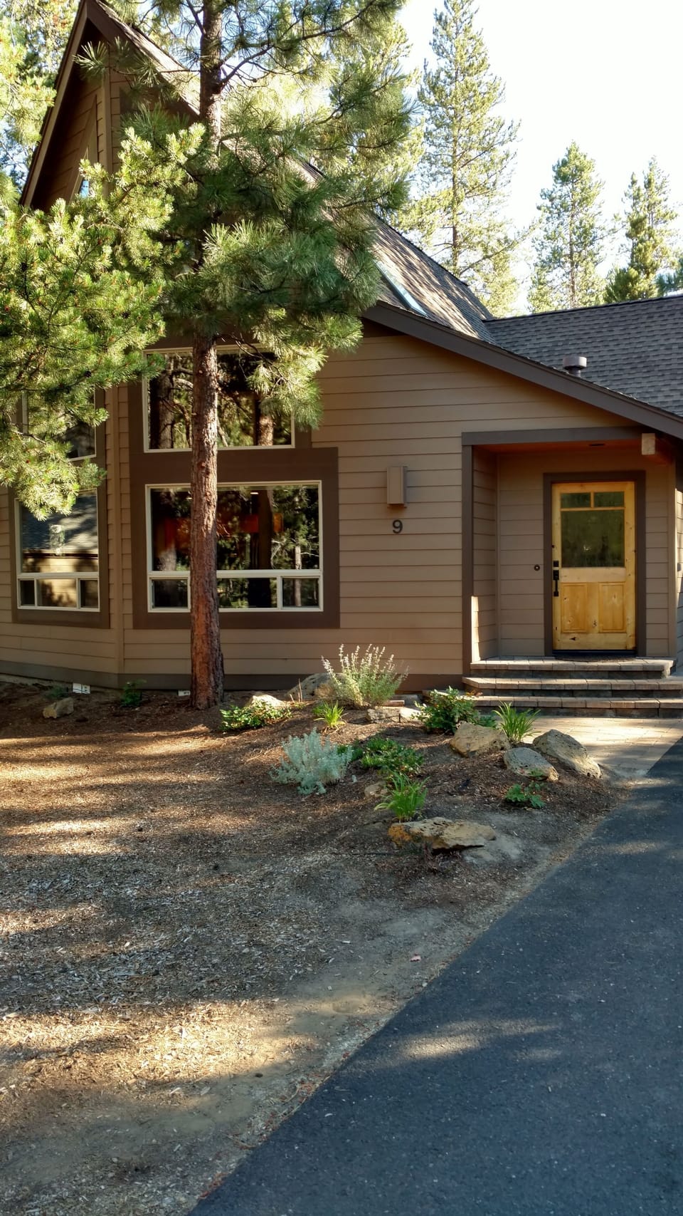 Wonderful windows facing the wooded circle of Tamarack Lane.