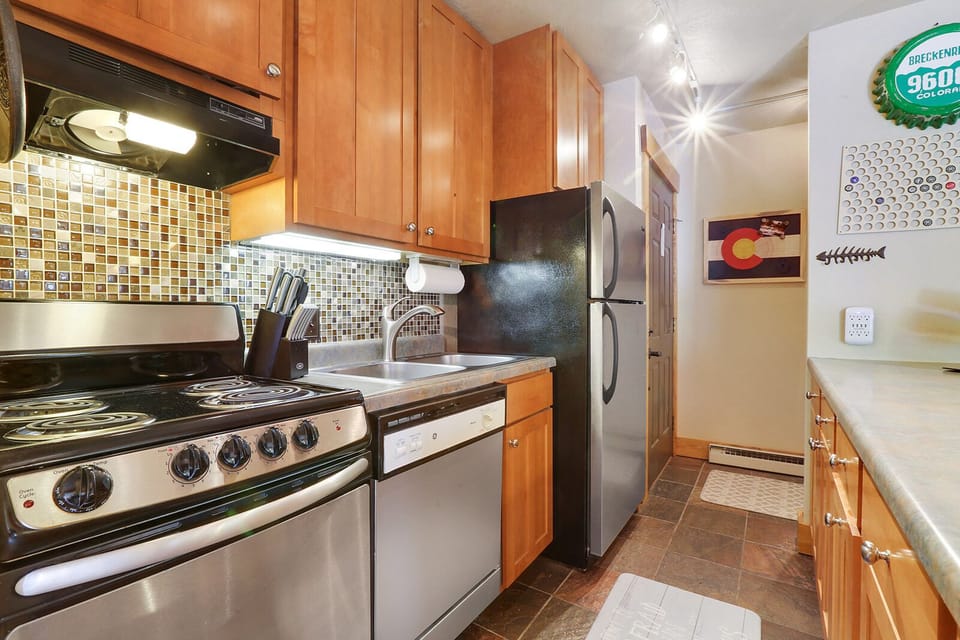 Fully equipped kitchen with all necessary appliances, cookware and utensils. 