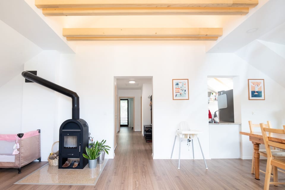 Fire place in living room.