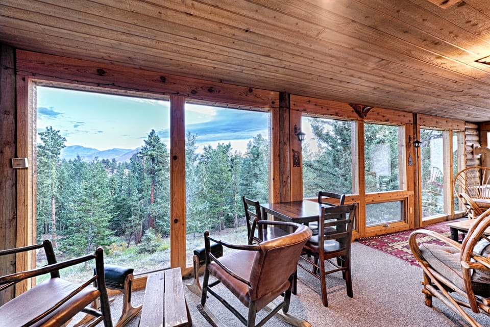 Major mountain peaks, peaceful forest and wildlife while drinking coffee!