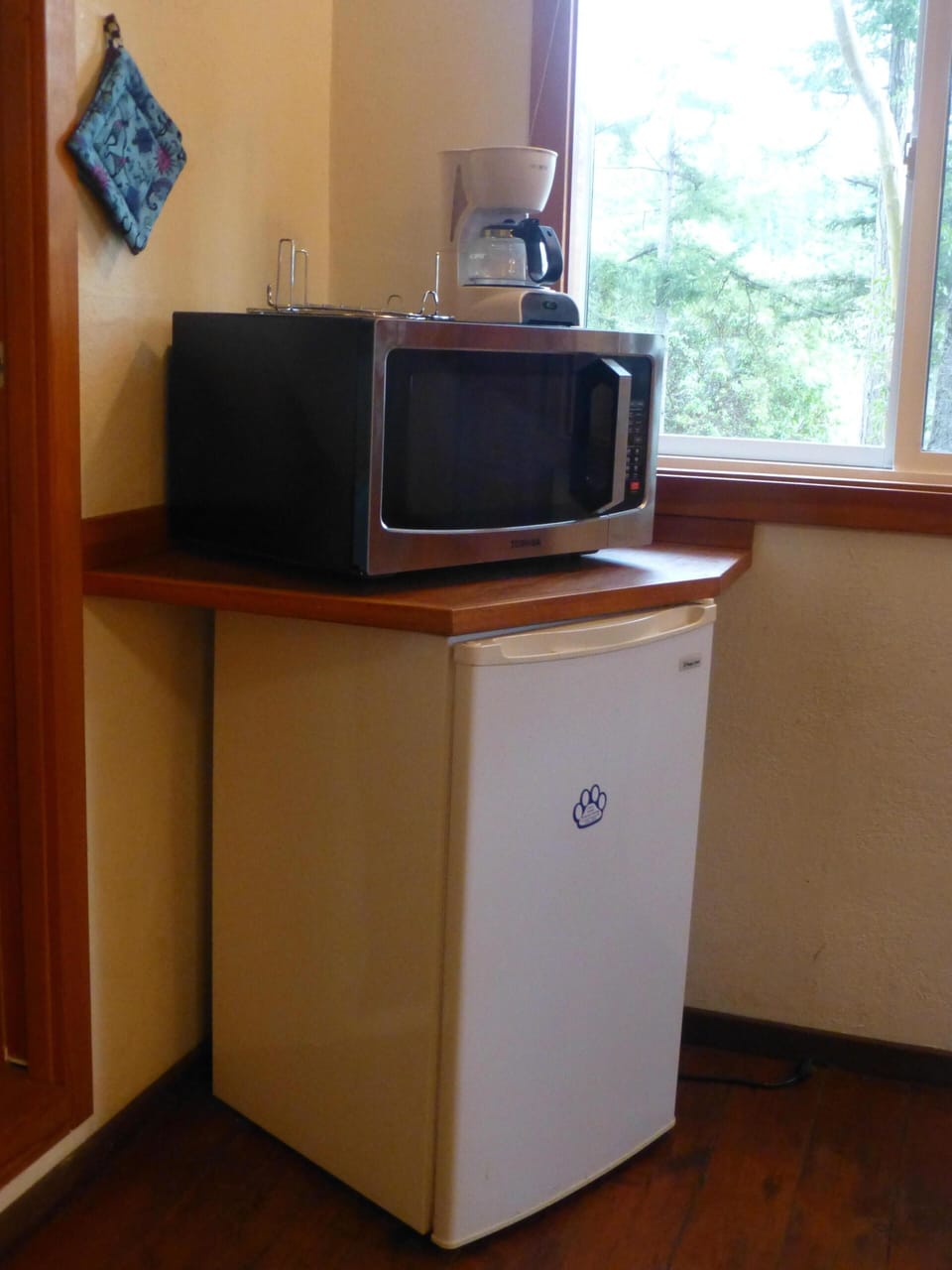 Refrigerator, with microwave and coffee pot