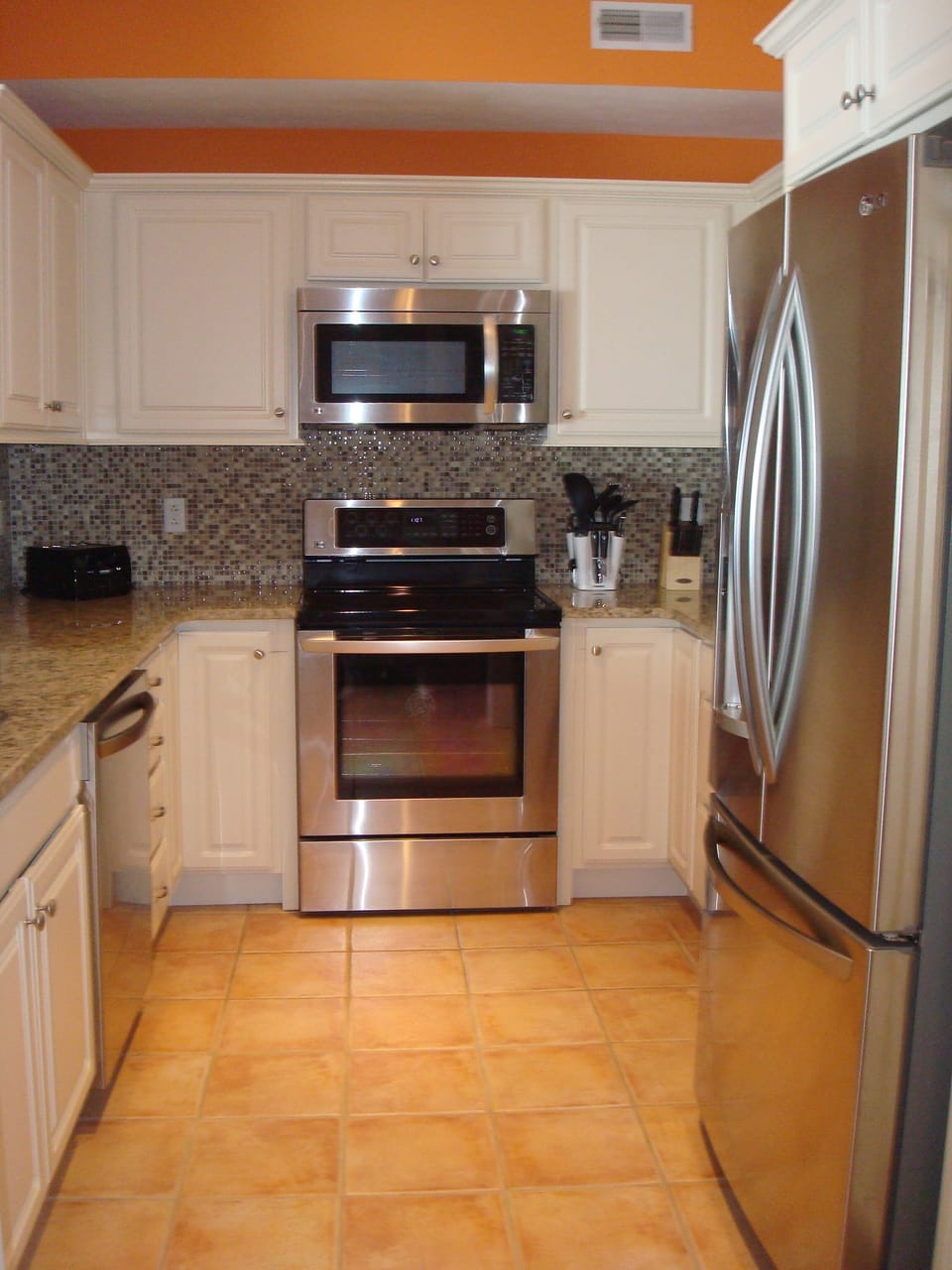 Kitchen with stainless steel appliances