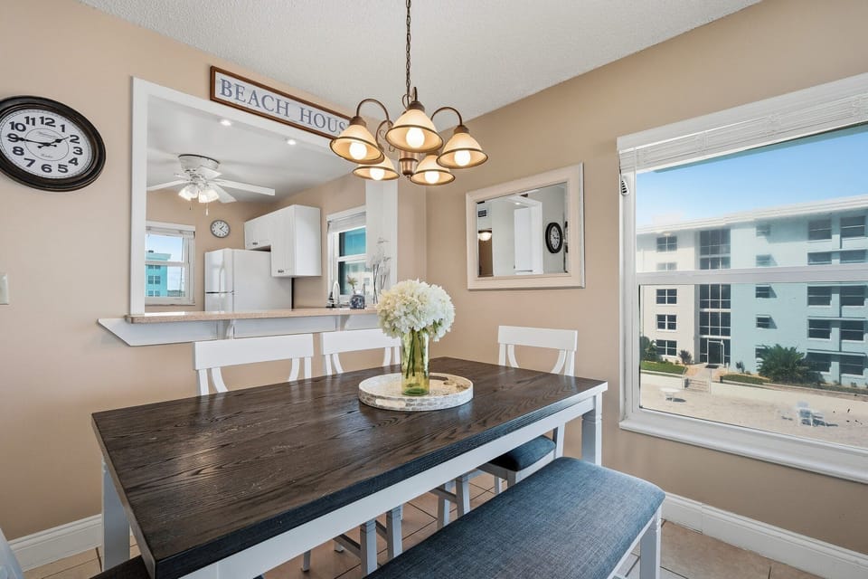 Gather around the dining table with seating for 6, perfect for enjoying meals and making vacation memories