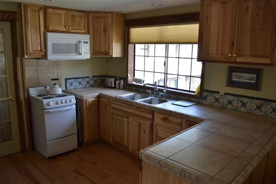 Full kitchen with all the conveniences of home.  Oops...no dishwasher!