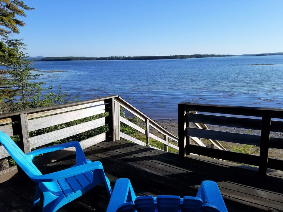 lower deck overlooking the water